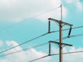 Electric pole with blue sky background. Royalty Free Stock Photo