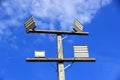 Electric pole with blue sky coluds background Royalty Free Stock Photo