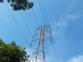 Electric Pole High Voltage and Blue Sky