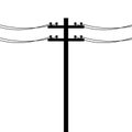 Electric pole icon isolated on white background. Power lines silhouette, Electric power transmission. Utility pole Royalty Free Stock Photo