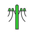Electric pole, in line design, green. Electric, Power line, Utility, Electrical, Transmission pole, telephone pole on Royalty Free Stock Photo