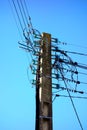 Electric Pole with Old Glass Insulators Royalty Free Stock Photo