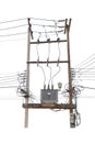 Electric pole and transformer on isolated Royalty Free Stock Photo