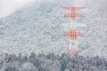 Electric pole Winter Landscape Royalty Free Stock Photo