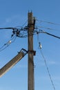 Electric pole with wires and power equipment Royalty Free Stock Photo