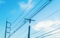 Electric poles  with blue sky Royalty Free Stock Photo