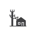 Electric poles line and house icon vector