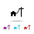 electric poles line to house icon. Elements of electricity in multi colored icons. Premium quality graphic design icon. Simple ico