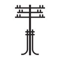 Electric poles vector icon.Black vector icon isolated on white background electric poles.