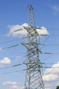 Electric poles with wires on the sky Royalty Free Stock Photo