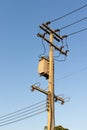 Electric post and power line Royalty Free Stock Photo