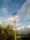 Electric post power line Royalty Free Stock Photo