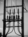 Electric post power line Royalty Free Stock Photo