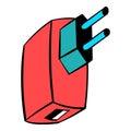 Electric power adapter icon cartoon Royalty Free Stock Photo