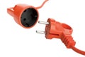 Electric power cable with plug and socket unplugged Royalty Free Stock Photo