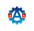 electric power gear letter a icon vector logo design Royalty Free Stock Photo