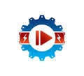 electric power gear play media button icon vector logo design Royalty Free Stock Photo