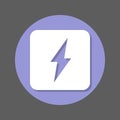 Electric power, lightning bolt flat icon. Round colorful button, circular vector sign with shadow effect. Flat style design.