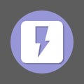 Electric power, lightning bolt flat icon. Round colorful button, circular vector sign with shadow effect. Flat style design.