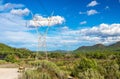 Electric power line and a landscape of the Valencian Community, Spain Royalty Free Stock Photo