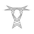 Electric power line tower pictogram. High voltage electric pylon icon Royalty Free Stock Photo