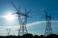 Electric power lines coming out from a substation at Foz do Iguazu Royalty Free Stock Photo