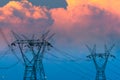 Electric power lines coming out from a substation at Foz do Iguazu Royalty Free Stock Photo