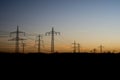 Electric power lines steel tower landscape sunset sunrise dawn silhouette 3