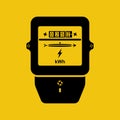 Electric power meter, black icon. Electricity counter black silhouette Royalty Free Stock Photo