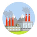 Pipe factory with smoke - cartoon flat illustration Royalty Free Stock Photo