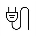 Electric Power Plug, Electrical Adapter. Flat Vector Icon illustration. Simple black symbol on white background.