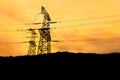 Electric Power Pylon At Sunset Royalty Free Stock Photo