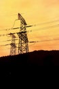 Electric Power Pylon at Sunset Glow Royalty Free Stock Photo