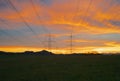 Electric Power Pylons in Beautiful Morning Light