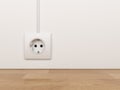 Electric power socket on empty wall. 3D Illustration