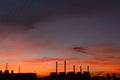Electric power station at sunrise Royalty Free Stock Photo