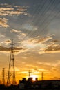 Electric power station at sunrise Royalty Free Stock Photo