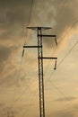 Electric power transmission line silhouette Royalty Free Stock Photo