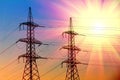 Electric power transmission towers Royalty Free Stock Photo