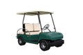 Electric powered golf buggy also used to transport guests at a hotel or resort. Isolated 3d illustration