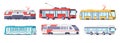 Electric public transportation for passenger carrying collection isometric vector illustration Royalty Free Stock Photo