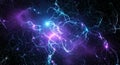 Electric Purple and Blue Lightning Energy in Dark Space Royalty Free Stock Photo