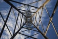 Electric pylon from below Royalty Free Stock Photo