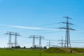 Electric pylons and power transmission lines Royalty Free Stock Photo