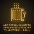 Electric radiator neon light icon