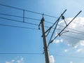 Electric Railway Parallel Overhead Line or Wire To Transmit Electrical Energy to Train or Locomotive. Electric Power Transmission