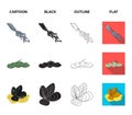 Electric ramp, mussels, crab, sperm whale.Sea animals set collection icons in cartoon,black,outline,flat style vector