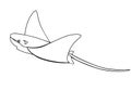 Electric Ramp, Ramp, Manta - fish, sea animal. Outline. Skat. Cramp-fish Royalty Free Stock Photo