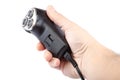 Electric razor in hand on white background Royalty Free Stock Photo