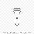 Electric razor line, linear vector icon. electric shaving machine symbol. Rotary shaver, mesh